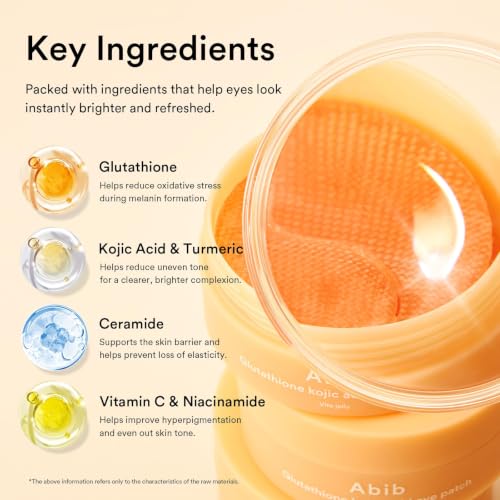 Image 6 of Abib Glutathione Kojic Acid Eye Patches for Radiance Dark Circles & Dark Spots, with Tone-up Jelly, 60 Count, Korean Skin Care