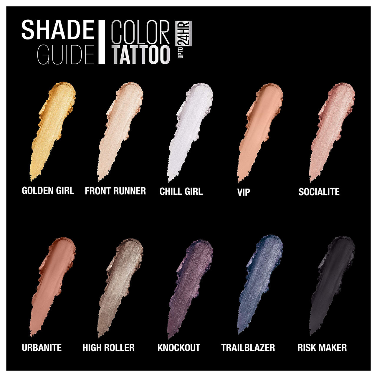 Maybelline New York Color Tattoo 24 Hour Longwear Cream Eyeshadow Makeup, V.I.P, 0.14 Ounce