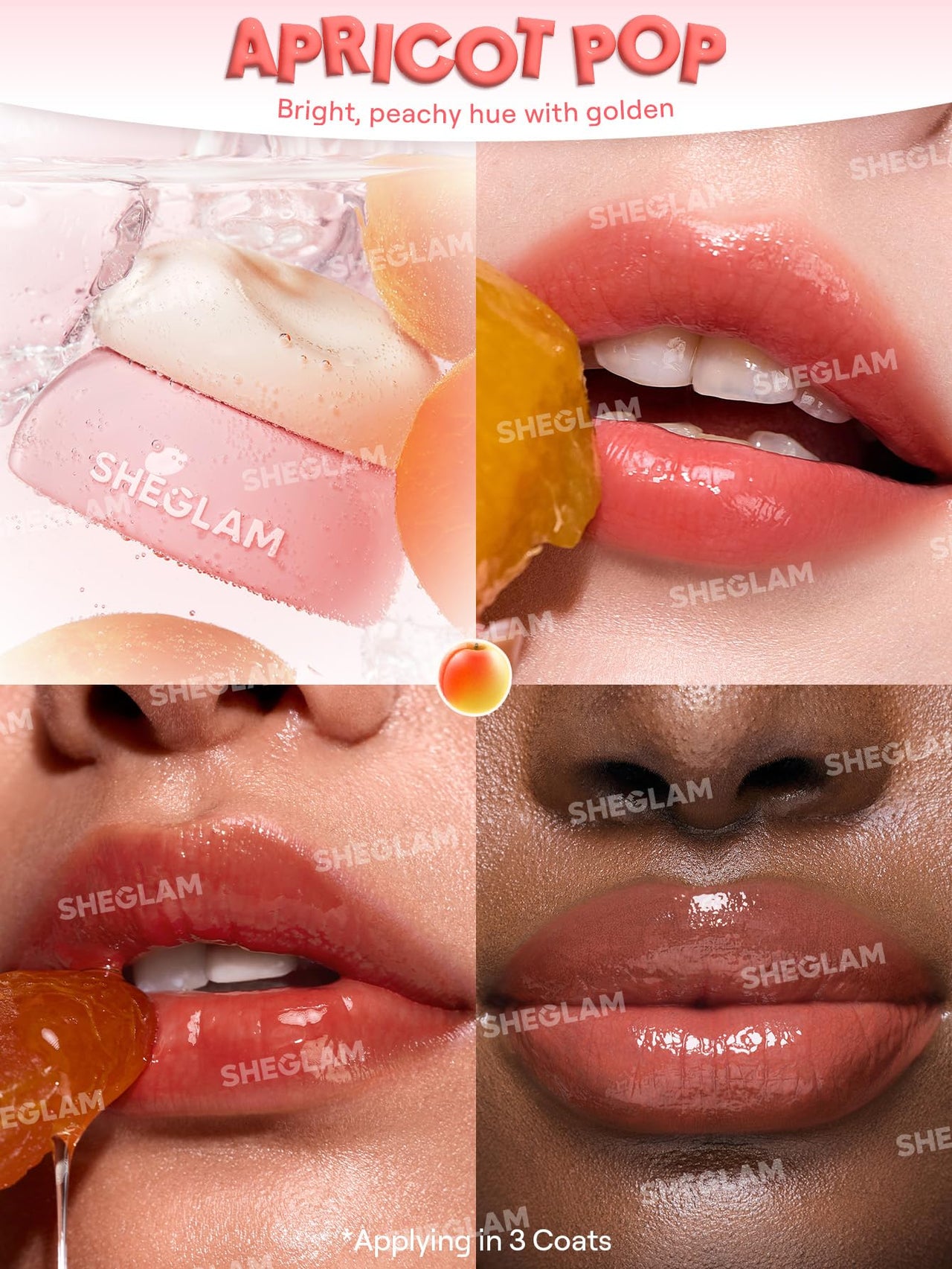 SHEGLAM Hydra Jelly Pocket Lip Jam Hydrating Nourishing Lip Gloss Moisturizing Lip Makeup-Apricot Pop