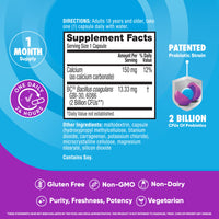 Thumbnail for Daily Probiotic Capsule - Digestive Advantage 30 Capsules, Survives 100x Better, Lessens Bloating, Calcium, Promotes Digestive Health and Gut Flora, multi