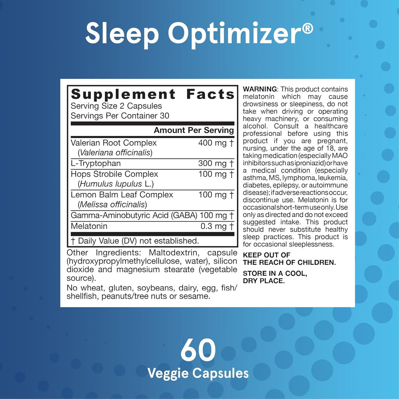 Jarrow Formulas Sleep Optimizer Veg Capsules with Herbal & Amino Acid Blend