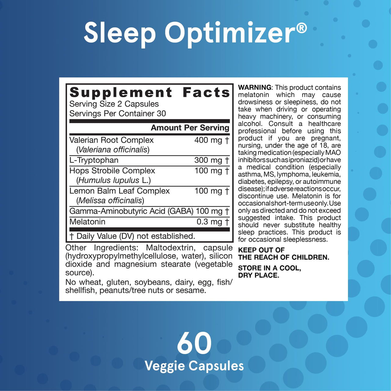 Jarrow Formulas® Sleep Optimizer, Herbal and Amino Acid Blend, 60 Count, Up to a 30 Day Supply