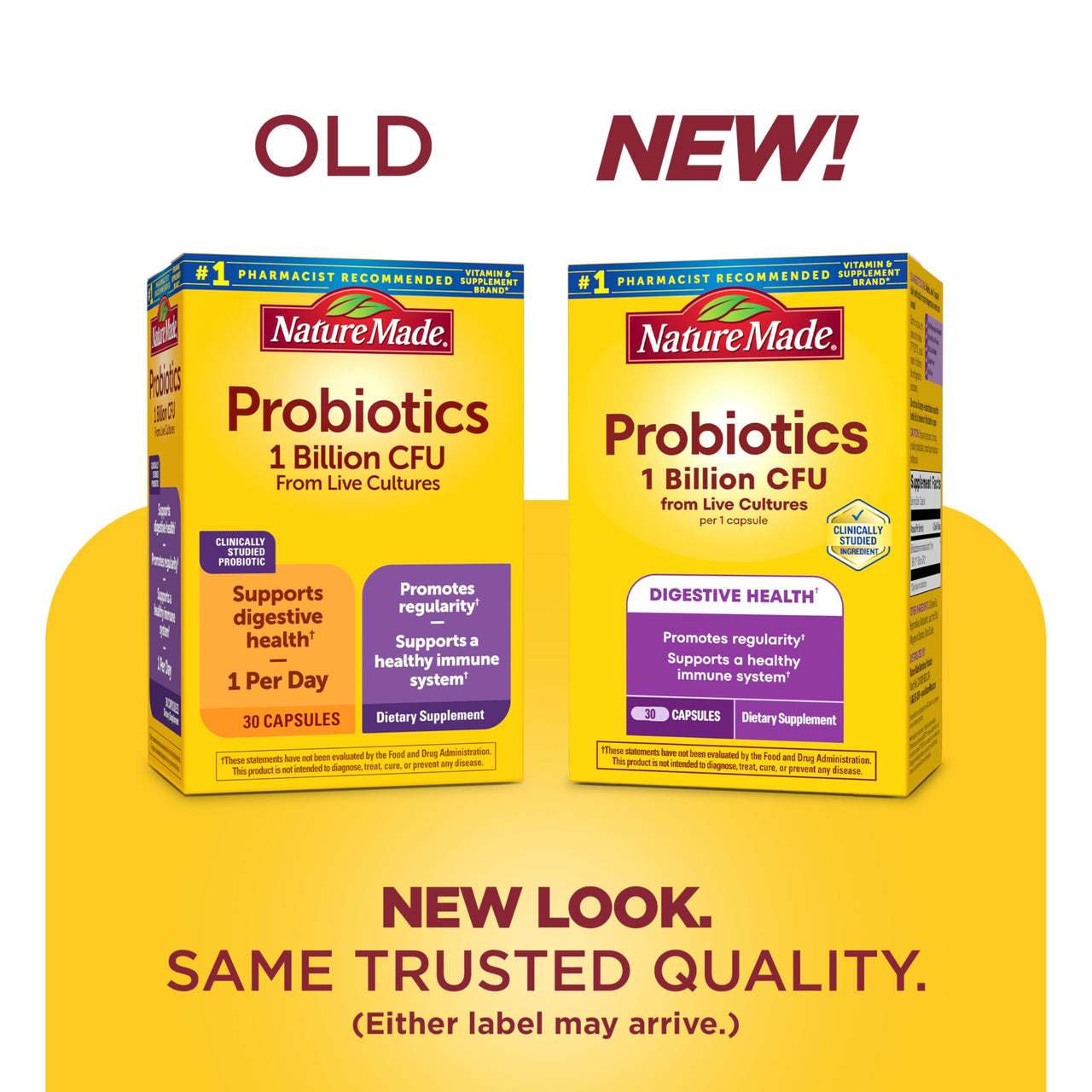 Nature Made Probiotics for Women and Men, Probiotic Capsules 1 Billion CFU from Live Cultures for Immune & Digestive Support, 30 Capsules, 30 Day Supply