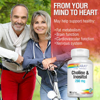 Thumbnail for SOLARAY Choline & Inositol 250 mg | Two-Nutrient Combo for Healthy Fat Metabolism, Brain Function Support | 100 VegCaps