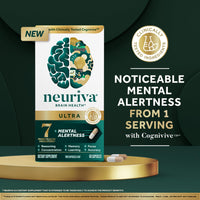 Thumbnail for NEURIVA Ultra Decaffeinated Clinically Tested Nootropic Brain Supplement for Mental Alertness, Memory, Focus & Concentration, Cognivive, Neurofactor, Phosphatidylserine, Vitamins B6 B12, 60 Capsules