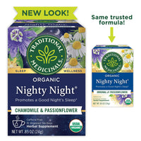 Thumbnail for Traditional Medicinals Organic, Nighty Night Tea, Chamomile & Passionflower - Herbal Sleep Aid Teas - Kosher, Non-GMO, Caffeine-Free, Compostable - 16 Tea Bags