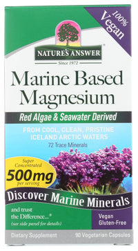 Thumbnail for Nature's Answer Marine Based Magnesium, Super Concentrated 500mg | Plant Based | Red Algae & Seawater Derived | Alcohol-Free & Gluten-Free | Vegetarian Capsules 90ct