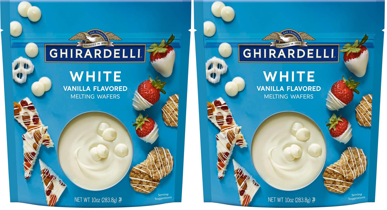 GHIRARDELLI White Vanilla Flavored Melting Wafers, 10 oz Bag (6 bags) (Pack of 2)