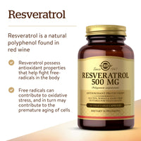 Thumbnail for Solgar Resveratrol 500 mg, 30 Vegetable Capsules - Antioxidant Protection - Gluten Free, Dairy Free - 30 Servings