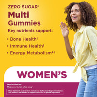 Thumbnail for Nature Made Zero Sugar Multivitamin Women's Gummies, Bone & Immune Support, Aspartame Free, 90 Sugar Free Multivitamin Gummies, 45 Day Supply