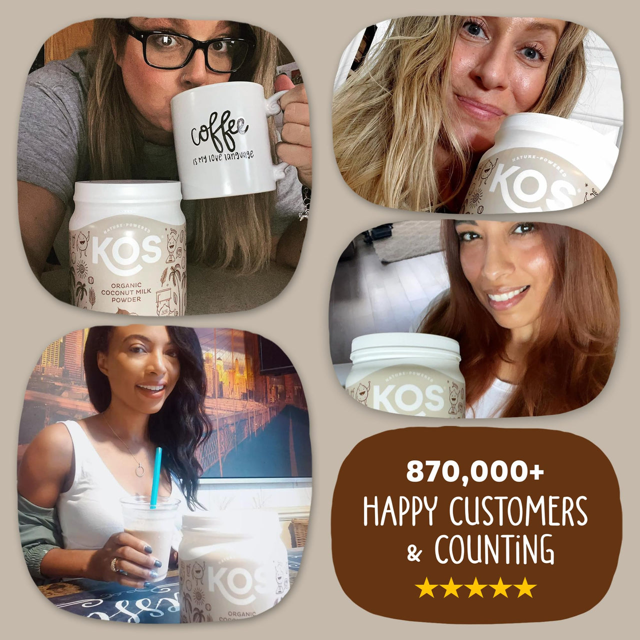 KOS Organic Coconut Milk Powder, USDA Certified - Sugar Free & Plant Based Creamer for Coffee, Tea, Smoothies - Vegan, Keto, Paleo Friendly, Non GMO, Gluten & Dairy Free - 90 Servings Resealable Bag