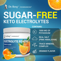 Thumbnail for Dr. Berg Zero Sugar Hydration Keto Electrolyte Powder - Enhanced w/ 1000 mg of Potassium & Real Pink Himalayan Salt (NOT Table Salt) - Orange Flavor Hydration Drink Mix Supplement - 50 Servings