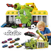 Thumbnail for LUCKFUTURE Dinosaur Truck Toy, Green Triceratops Launcher Vehicle - Dino Car Toy that Shoots, Fun Play Set with Cargo Carrier for Toddlers Kids Ages 3 4 5 6 7