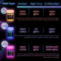 Thumbnail for neon nights 2-IN-1 Glow In The Dark Acrylic Paint Set Glows in the Dark & under UV Blacklight - Set of 8 Self-Luminous Neon Paints for Halloween - German Premium Quality - 8 x 20 ml /