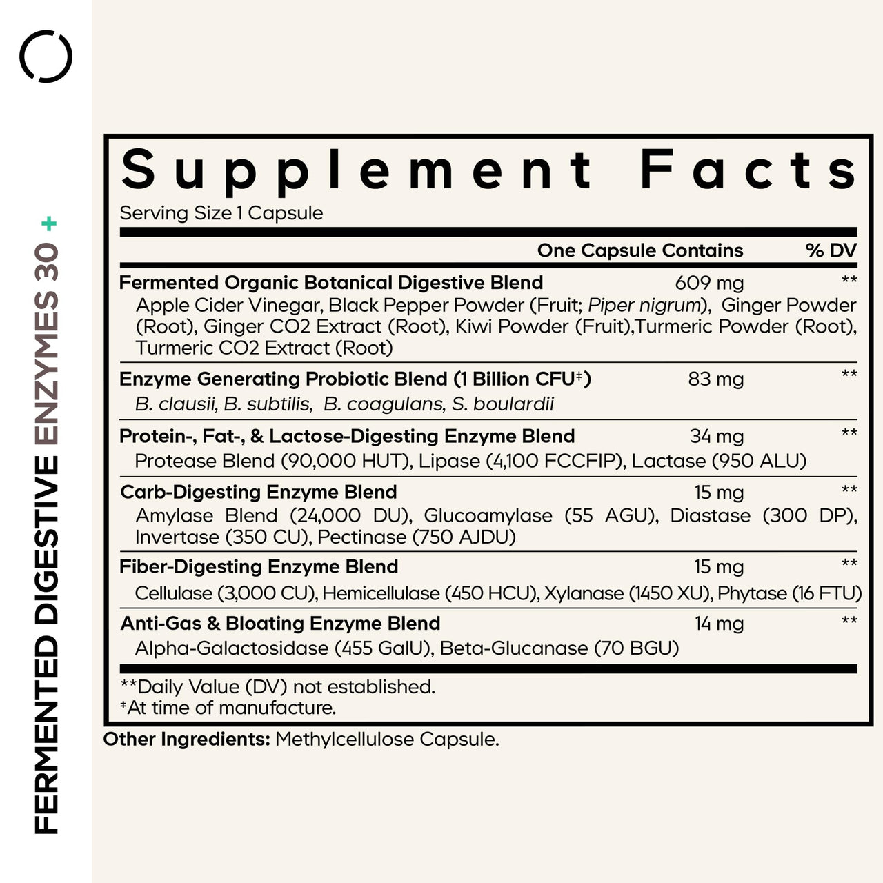 Codeage Fermented Digestive Enzymes Supplement - 14 Digestive Enzymes, Probiotics, Prebiotics, Fermented Botanicals, Plant-Based Multi Pancreatic Enzymes - 1 Capsule a Day - 30 Capsules