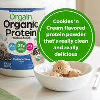 Thumbnail for Orgain Organic Vegan Protein Powder, Cookies & Cream - 21g Plant Based Protein, 7g Prebiotic Fiber, Low Net Carb, No Lactose Ingredients, No Added Sugar, Non-GMO, For Shakes & Smoothies, 2.03 lb