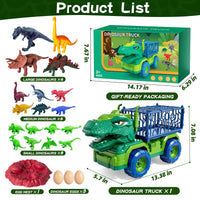 Thumbnail for Guminnara 22 in 1 Toddler T-rex Dinosaur Truck Toy Set for Kids Boys 3-5 5-7, Tyrannosaurus Carrier Transport Truck with 18 Jurassic Dino Figures Birthday Toy for Boys Girls 3 4 5 6 7 Years Old