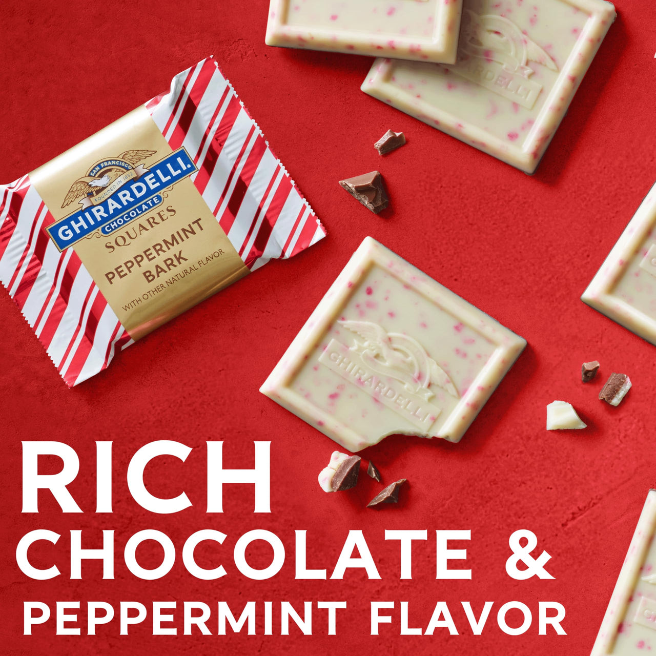 GHIRARDELLI Dark Chocolate Peppermint Bark Chocolate Squares, 7.7 OZ Bag