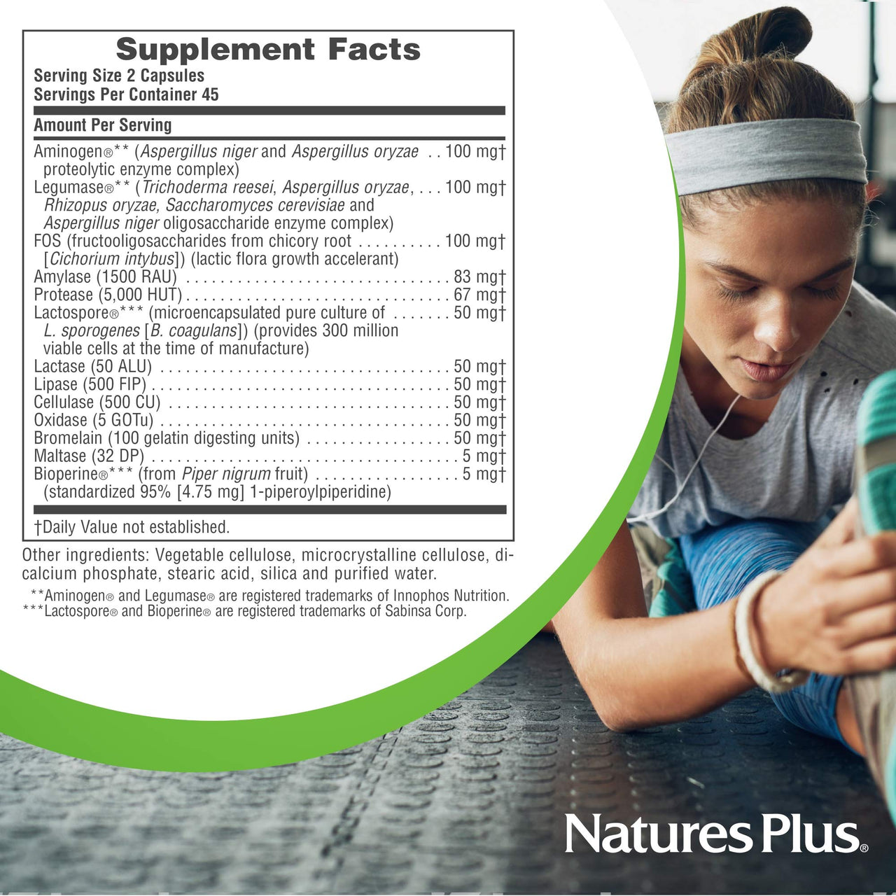 NaturesPlus Acti-Zyme - 90 Capsules - Digestive Enzyme Support Supplement with Probiotics - Promotes Gut Health & Digestion - Gluten Free, Vegetarian - 45 Servings