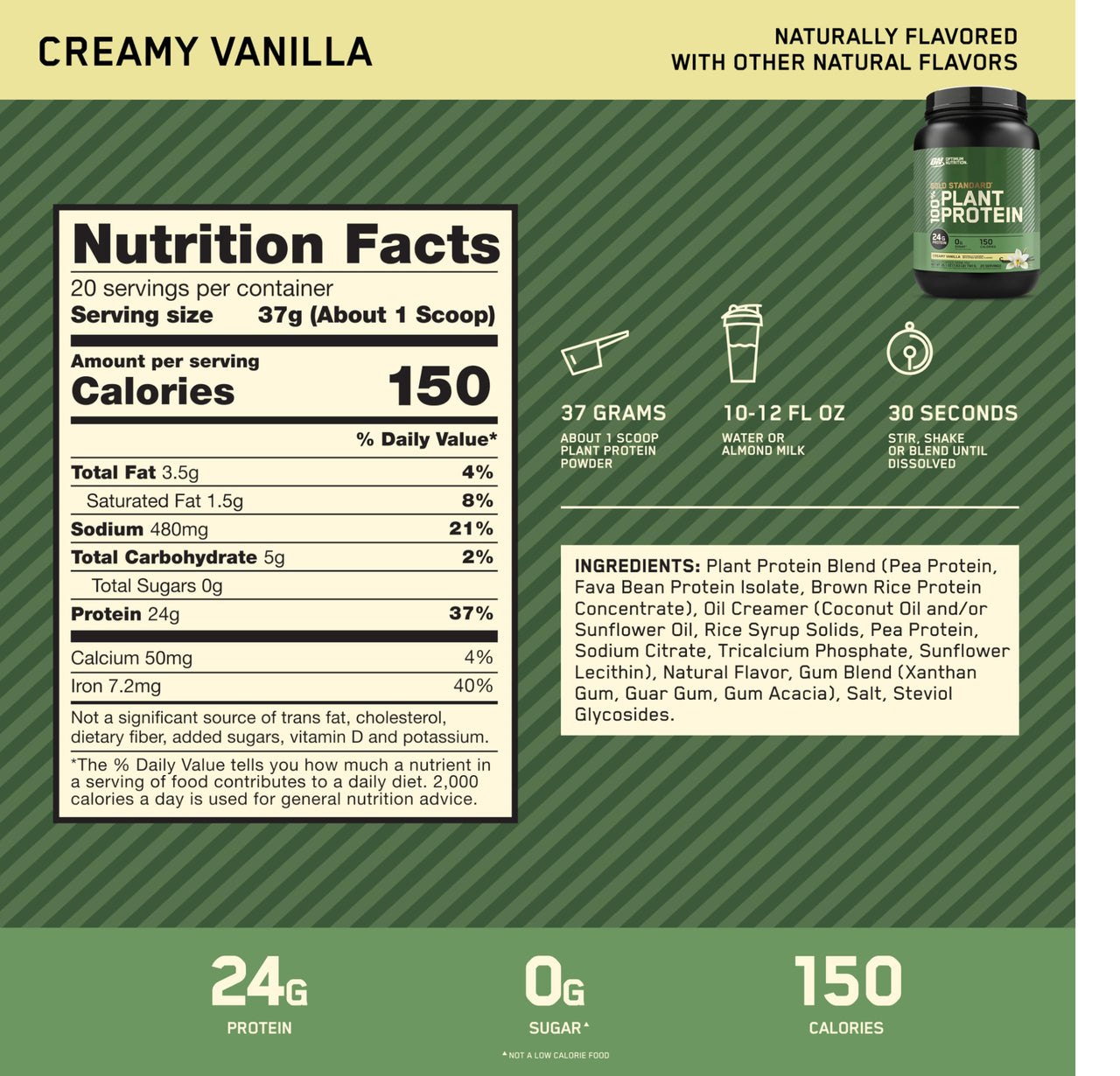 Optimum Nutrition Gold Standard 100% Plant Based Protein Powder, Creamy Vanilla, 20 Servings + Healthy Delights Nature Fuel Power Beets Powder, Acai Berry Pomegranate, 30 Servings (Packaging May Vary)