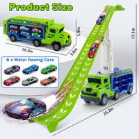 Thumbnail for BainGesk Truck Toys Car for 3, 4, 5, 6 Years Old Boys, Carrier Race Truck Toys, Foldable 2 Layer Transport Car Toys with 27 in Race Track and 6 Metal Cars, Birthday Gifts for Toddler Boys Girls