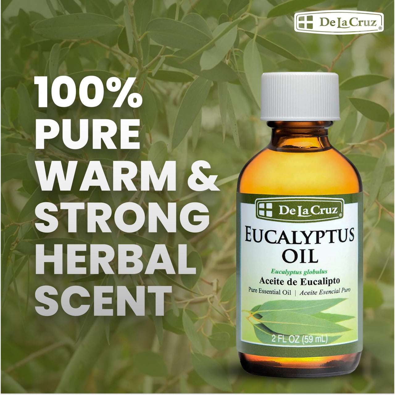 De La Cruz Eucalyptus Essential Oil Aromatherapy for Diffuser or Humidifier, 100% Pure Steam Distilled Eucalyptus Globulus 2 FL OZ (4 Bottles)