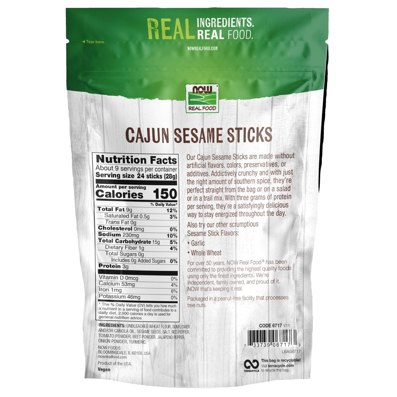 NOW Foods, Cajun Sesame Sticks, Product of the USA, No Preservatives, Additives or Hydrogenated Oils, Delicious Spicy Cajun Flavor, Certified Non-GMO, 9-Ounce (Packaging May Vary)