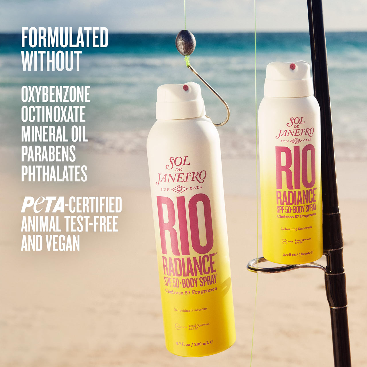 SOL DE JANEIRO Rio Radiance SPF 50 Body Spray Broad Spectrum | Spray Sunscreen for Body | Niacinamide and Antioxidants | Sheer Coverage | UV Protection | Travel Size Sunscreen | 3.4 fl oz