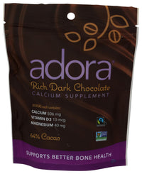Thumbnail for Adora Calcium Supplement Disk, Dark Chocolate, 30 Count - 500 mg