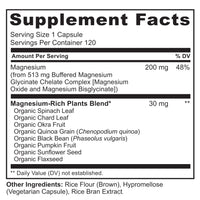 Thumbnail for NATURELO Magnesium Glycinate Chelate Complex - 200 mg Magnesium with Organic Vegetables to Support Sleep, Calm, Muscle Cramp & Stress Relief - Gluten Free, Non GMO - 120 Capsules