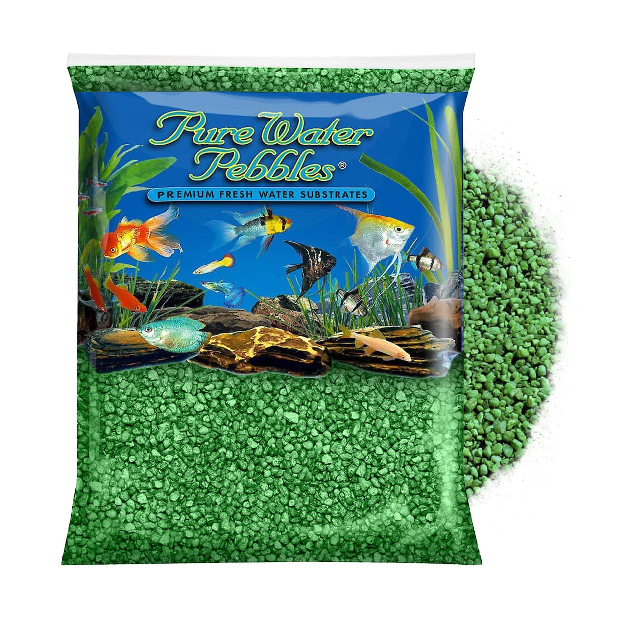 Pure Water Pebbles Aquarium Gravel, 2-Pound, Emerald Green