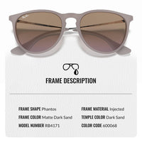Thumbnail for Ray-Ban RB4171 ERIKA CLASSIC Phantos Shaped Non-Polarized Sunglasses for Women – Includes Official RAYBAN Eyewear Kit – Ideal Formal & Casual Wear Sunglasses – Brown/Violet Lens