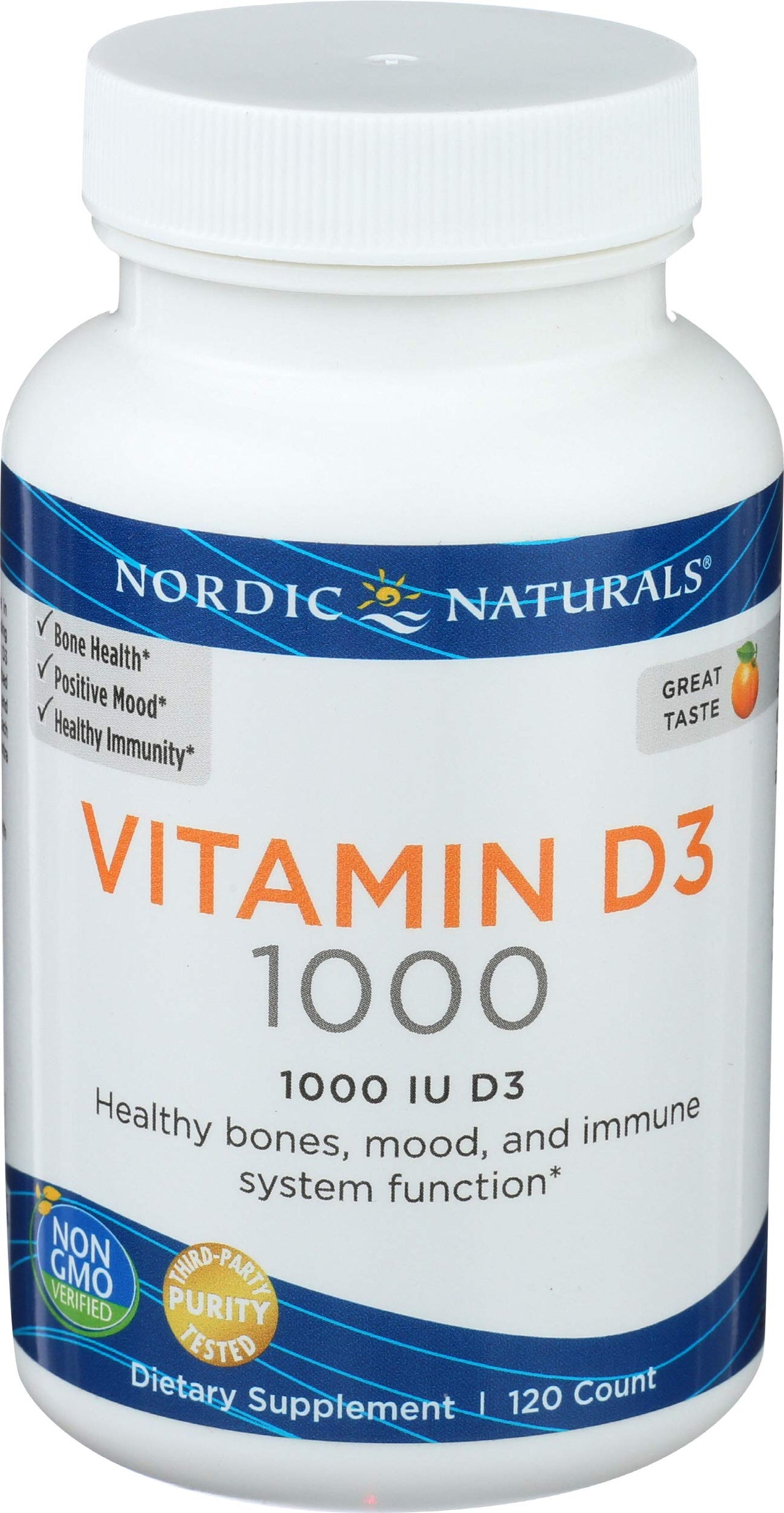 Nordic Naturals Vitamin D3 1000, Orange - 120 Mini Soft Gels - 1000 IU Vitamin D3 - Supports Healthy Bones, Mood & Immune System Function - Non-GMO - 120 Servings