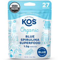 Thumbnail for KOS USDA Organic Blue Spirulina Powder, Phycocyanin - Vegan Algae Superfood - Natural Food Coloring for Smoothies & Protein Drinks, Plant Based, Non GMO - 27 Servings