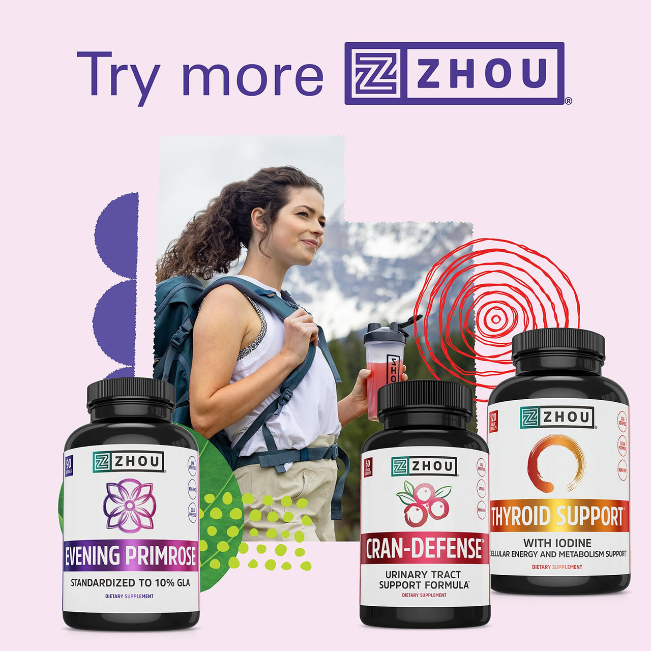Zhou Nutrition Evening Primrose Oil Capsules- Supports Hormone Balance for Women, PMS & Menopause Support, Cold Pressed & Hexane Free - 1400mg 10% Gla
