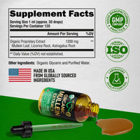 Thumbnail for Mullein Drops for Lungs - USDA Organic Liquid - Mullein Leaf Extract Supplement - Made in USA - Lung & Bronchial Cleanse for Smokers - Respiratory Health Support - As Tincture, Tea, Pills - 4 fl oz
