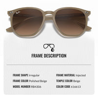 Thumbnail for Ray-Ban RB4306 Square-Round Shaped Non-Polarized Sunglasses for Men & Women – Includes Official RAYBAN Eyewear Kit – Ideal Formal & Casual Wear Sunglasses – Dark Brown Lens