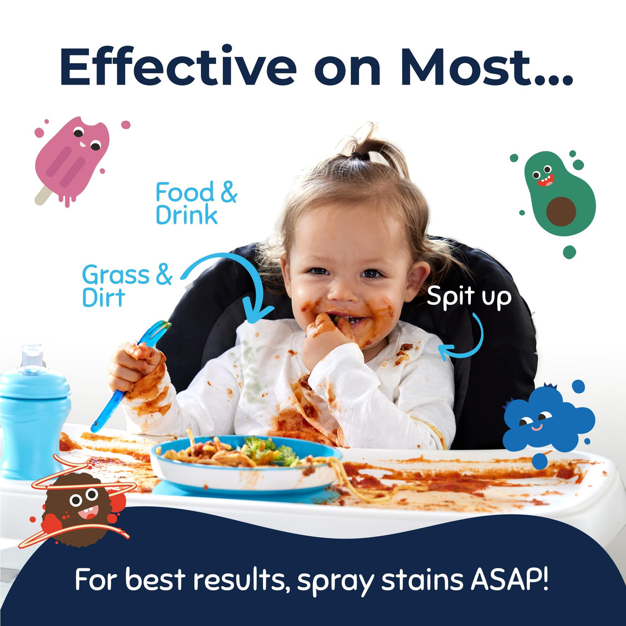Miss Mouth’s Messy Eater Stain Treater Refill Ready Kit - 2 Pack Stain Remover Spray and 16oz Refill Pouch - Newborn & Baby Essentials - Food, Grease, Coffee Off Laundry, Underwear, Fabric