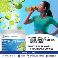 Thumbnail for Dr. Berg Zero Sugar Hydration Keto Electrolyte Powder - Enhanced w/ 1000 mg of Potassium & Real Pink Himalayan Salt (NOT Table Salt) - Cucumber Lime Flavor Hydration Drink Mix Supplement - 50 Servings