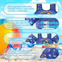 Thumbnail for Chriffer Kids Swim Vest Life Jacket for 22-66 Pounds Boys and Girls, Toddler Floaties with Shoulder Harness Arm Wings for 2,3,4,5,6,7 Years Old Baby