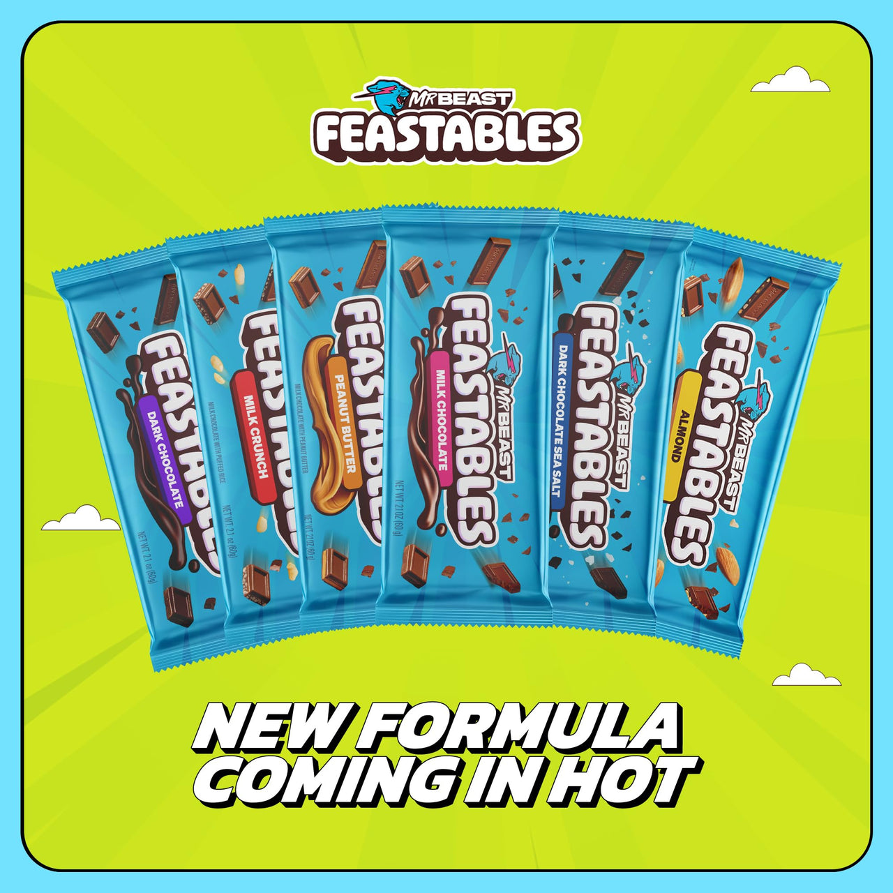 Feastables MrBeast Peanut Butter Milk Chocolate Crunch Chocolate Bar, Full Size Bar for Adults & Kids, Candy Bars, Snacks, Gifts, Dessert, Fairtrade Cocoa, 1.24 Oz Ea, 24 Count