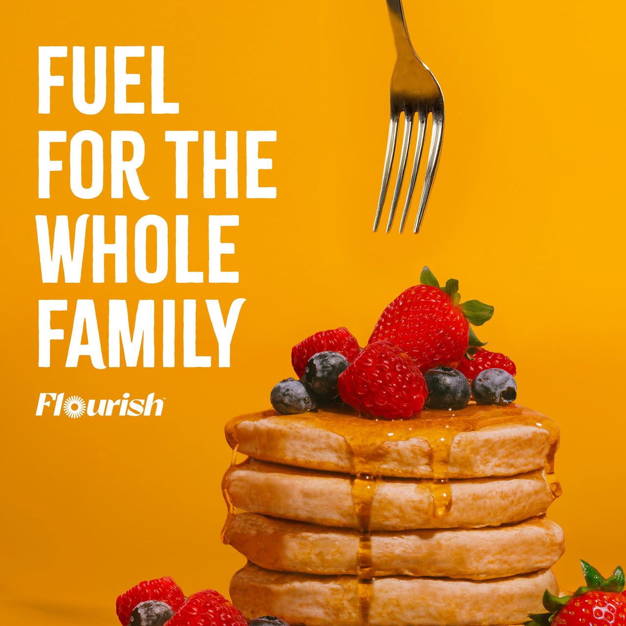 Flourish Protein Pancake & Waffle Mix, with Whey Protein & Flax Seed, No Added Sugar, High in Protein & Fiber - Just Add Water - Buttermilk Flavour, 16 oz (2 Pack)
