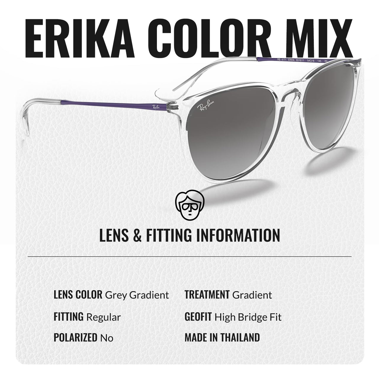 Ray-Ban RB4171 Erika Classic Phantos Shape Sunglasses for Men and Women- Timeless Classic Sun Glasses with Modern Elegance - Premium UV Protection - Designer Men's and Women's Sunglasses