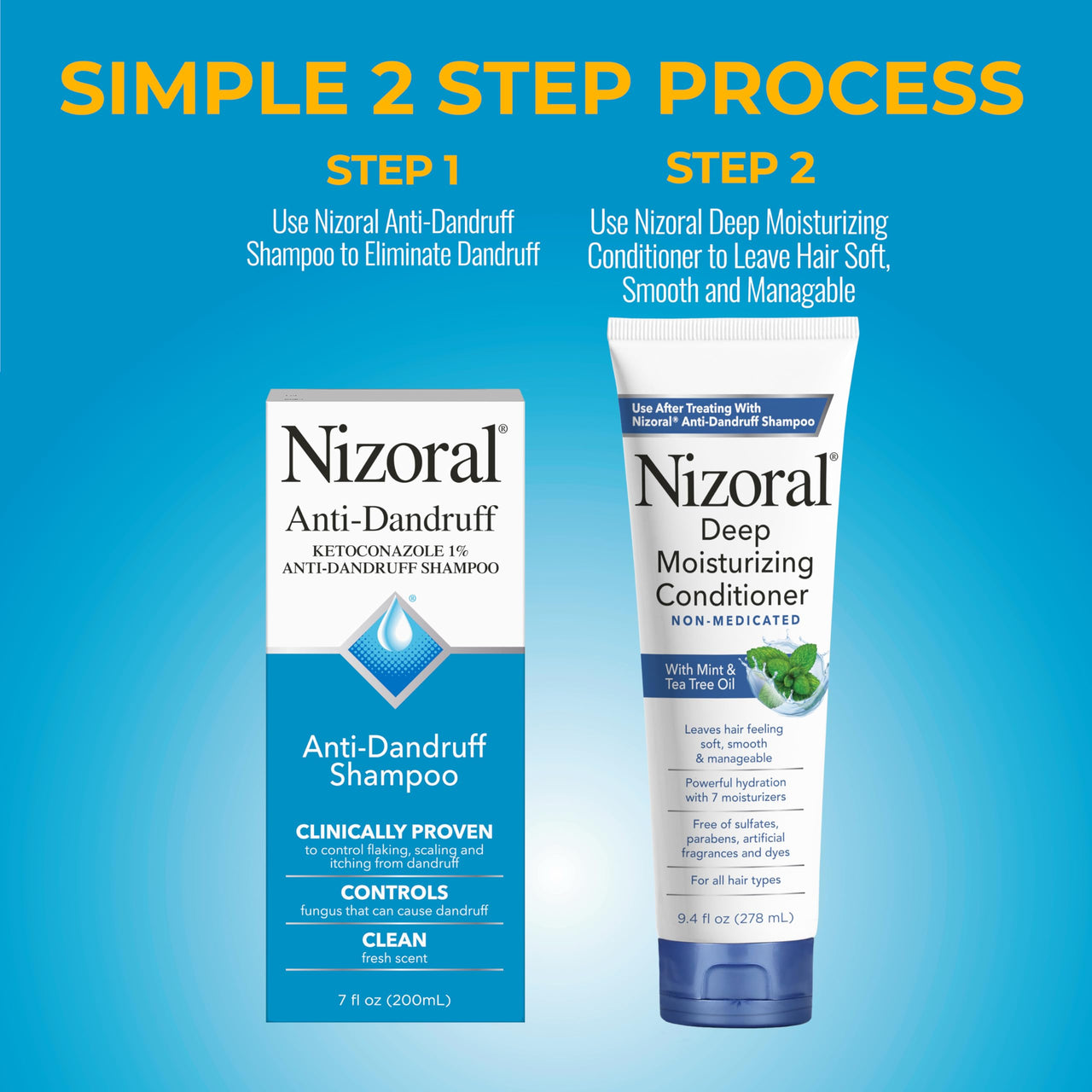 Nizoral Anti-Dandruff Shampoo, 7 Oz + Deep Moisturizing Conditioner, 9.4 Oz Bundle