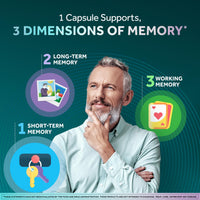 Thumbnail for NEURIVA Memory 3D Brain Supplement - Decaffeinated Nootropic Capsules for Memory, Focus, & Cognitive Function - Short Term, Long Term, & Working Memory Support - 50ct