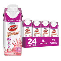 Thumbnail for BOOST Breeze Clear Nutritional Drink - 250 Calories - 19 Vitamins & Minerals - 9 g Protein – Fortified with Vitamin A & Zinc - Wild Berry Flavor - 8 fl oz (Pack of 24)