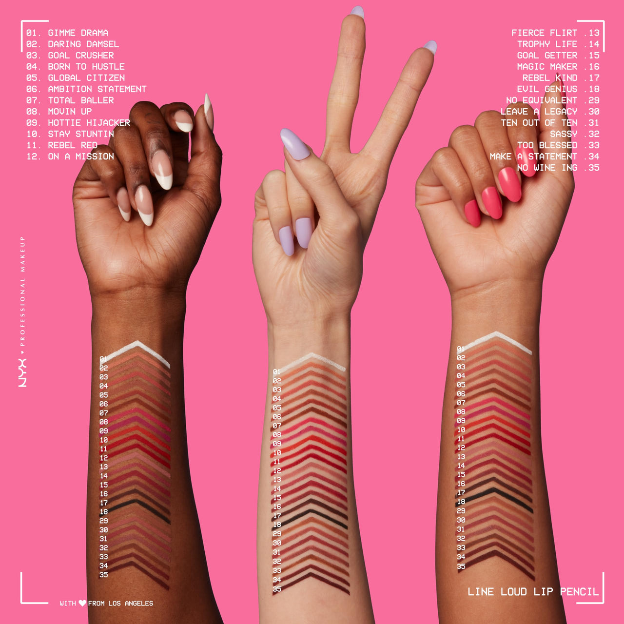 NYX PROFESSIONAL MAKEUP Line Loud Lip Liner, Longwear and Pigmented Lip Pencil with Jojoba Oil & Vitamin E - Ten Out Of Ten