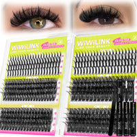 Thumbnail for Lash Clusters Kit with Spikes Lashes Clusters Wispy 60D+80D+100D+200D Manga Eyelash Clusters D Curl 456PCS Cluster Eyelash Extensions Volume 12-18mm Individual Anime Lashes Kit Bond&Seal by WiWiLINK