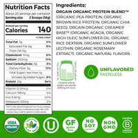 Thumbnail for Orgain Organic Vegan Protein Powder, Natural Unsweetened - 21g of Unflavored Plant Protein, 4g Prebiotic Fiber, Low Net Carbs, No Added Sugar, Non-GMO, For Shakes & Recipes, 1.59 lb