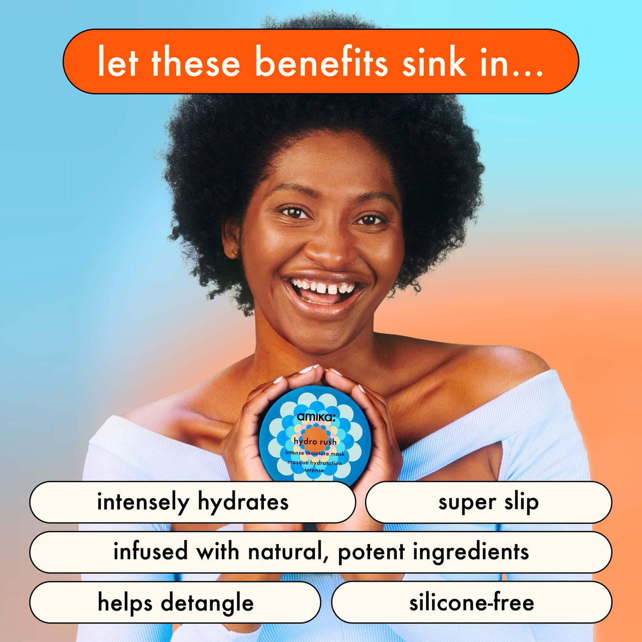 amika hydro rush intense moisture mask with hyaluronic acid